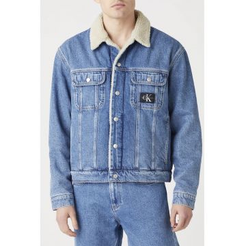 Jacheta din denim cu buzunare pe piept - Albastru deschis