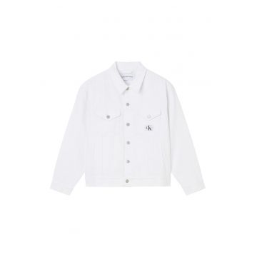 Jacheta din denim cu buzunare pe piept