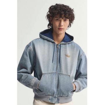 Jacheta din denim cu fermoar - Albastru pastel