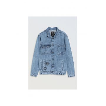Jacheta din denim cu imprimeu la spate -