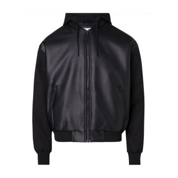 Jacheta din piele eco cu gluga