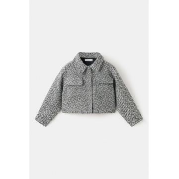 Jacheta din tuid cu guler clasic - Negru/Gri