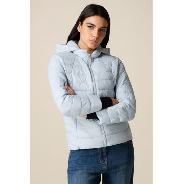 Jacheta matlasata cu gluga - Albastru pastel