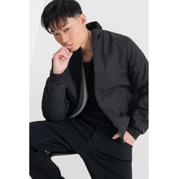 Jacheta regular-fit cu guler mediu Vincit - Negru