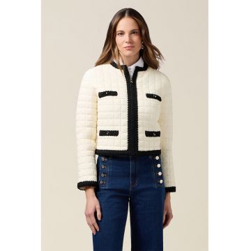 Jacheta scurta cu fermoar - Negru/Alb murdar