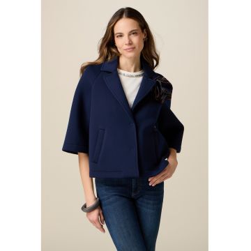 Jacheta scurta cu maneci raglan 3/4 - Caramel/Bleumarin