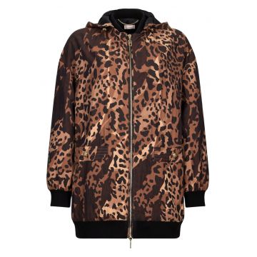 Jacheta supradimensionata cu animal print - Maro inchis