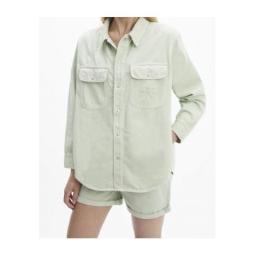 Jacheta tip camasa supradimensionata - Verde pal