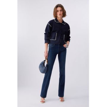 Jacheta usoara cu cusaturi contrastante - Albastru