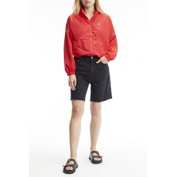 Jacheta usoara supradimensionata cu buzunare cu fermoar - Rosu