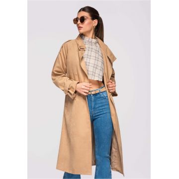 Palton de tranzitie midi  OW-COLC-0115 - Bej