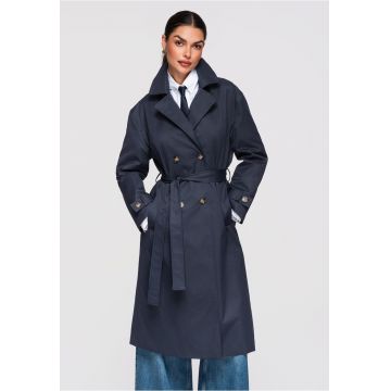 Palton de tranzitie midi  OW-COLC-0119 - Albastru inchis