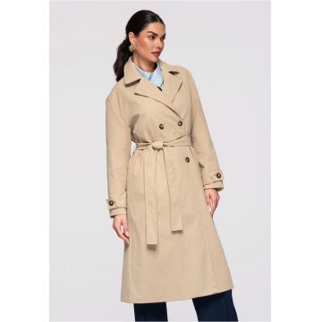 Palton de tranzitie midi  OW-COLC-0119 - Bej