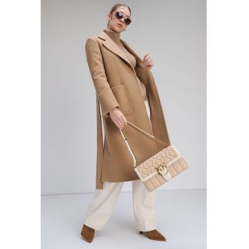 Palton din lana cu buzunare Runaway - Maro camel