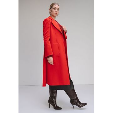 Palton din lana cu buzunare Runaway - Rosu