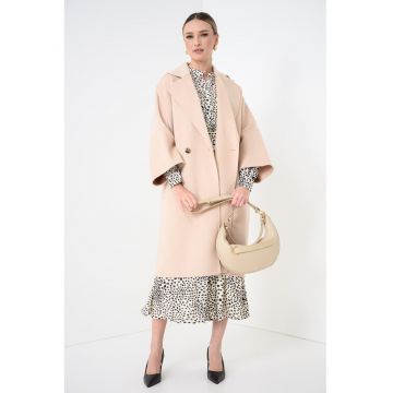 Palton lung supradimensionat - Bej