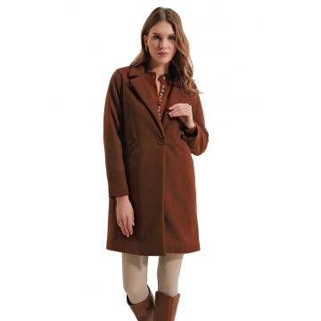 Palton lung -  Textil - Maro cafeniu