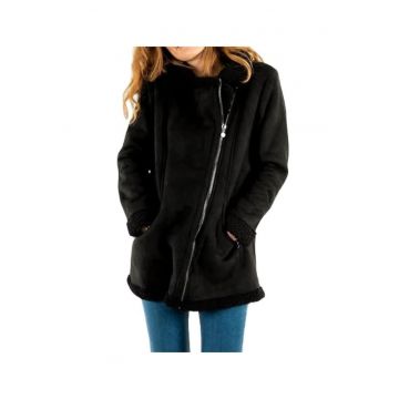 Cojoc cu detalii din blana artificiala si buzunare -