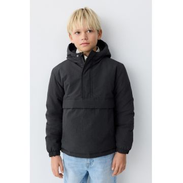 Geaca cu gluga cu eticheta interioara pentru nume - Gri carbune