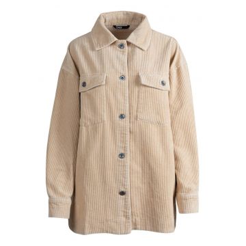 Geaca  dama - crem - bumbac - croiala confortabila - buzunare la piept -