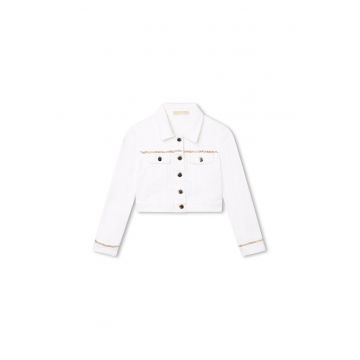 Geaca de blugi copii -  bumbac - alb - cu buzunare cu nasturi
