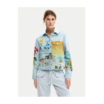 Geaca de blugi dama -  bumbac - albastru deschis - sistem inchidere nasturi