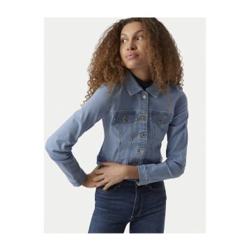 Geaca de blugi pentru femei -  slim fit - albastru - bumbac