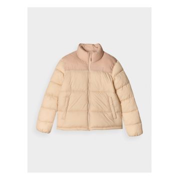 Geaca de dama -  puf sintetic - bej - guler inalt - 2 buzunare - poliester