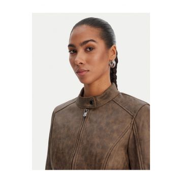 Geaca de tranzitie -  fermoar - buzunare cu fermoar - maro - 55% poliester - 45% viscoza