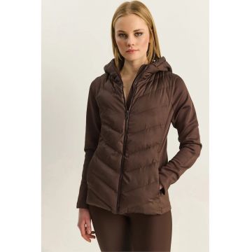 Geaca -  gluga - maro - textil