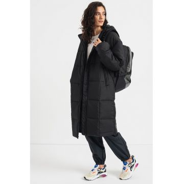 Geaca lunga cu aspect matlasat - Negru