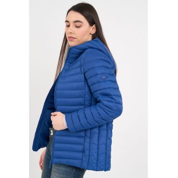 Geaca matlasata cu buzunare cu fermoar - Albastru royal