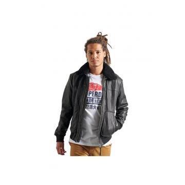 Jacheta barbati - Superdry - Piele - Negru