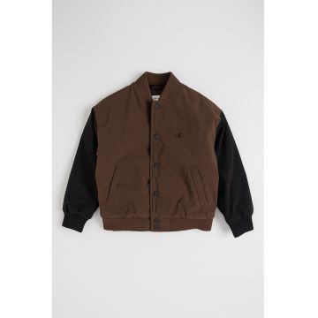 Jacheta bomber cu logo - Maro inchis/Negru