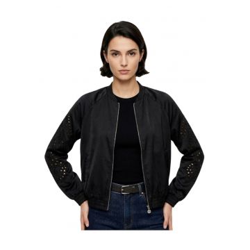 Jacheta bomber cu maneci raglan si perforatii -