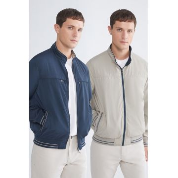 Jacheta bomber cu model reversibil - Gri deschis/Bleumarin