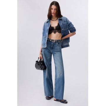 Jacheta-camasa crop din denim - Albastru