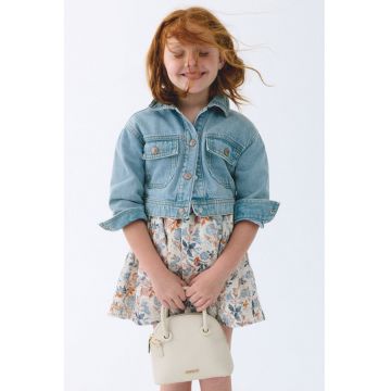 Jacheta crop din denim - Albastru deschis