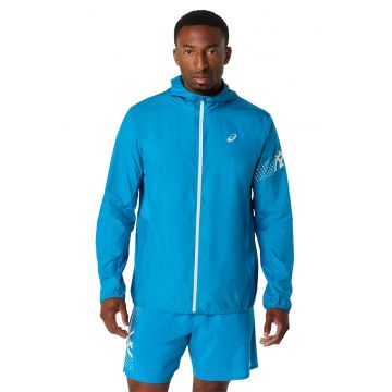 Jacheta cu buzunare si gluga - pentru alergare Icon - Alb/Turcoaz