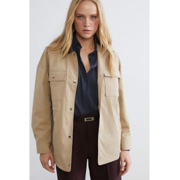 Jacheta cu cordon in talie - Maro camel