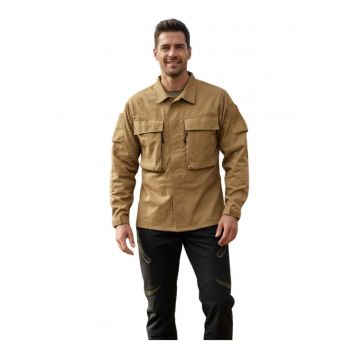 Jacheta cu doua buzunare cu clapa pe partea din fata - Maro camel