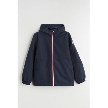 Jacheta cu fermoar si gluga - Albastru ultramarin