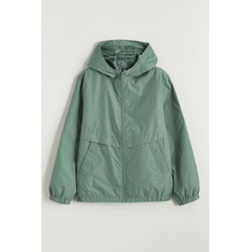 Jacheta cu fermoar si gluga - Verde aquamarin