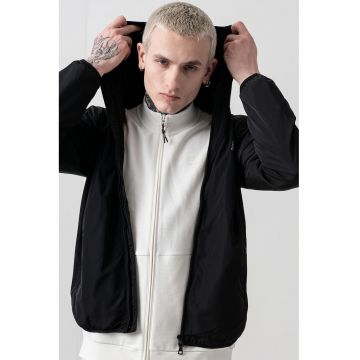 Jacheta cu fermoar si imprimeu logo pe piept - Negru/Alb optic
