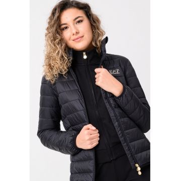 Jacheta cu fermoar si logo - Negru