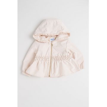 Jacheta cu garnituri valuritte si gluga - Bej deschis