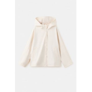 Jacheta cu gluga si buzunare laterale - Bej deschis