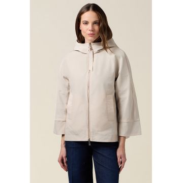 Jacheta cu gluga si fermoar - Bej deschis