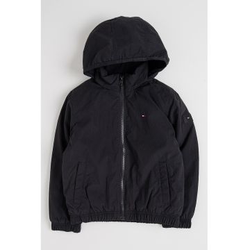 Jacheta cu gluga si fermoar Essential - Negru