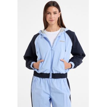 Jacheta cu gluga si maneci raglan - Albastru deschis